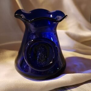 Blue Glass Vase with Pineapple Design